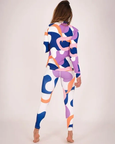 Oosc Blue White Pink Purple Base Layer Leggings In Multi