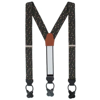 Trafalgar Happy Hour Martini Fun Novelty Silk Button End Suspenders In Black