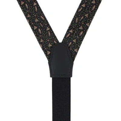 Trafalgar Happy Hour Martini Fun Novelty Silk Button End Suspenders In Black