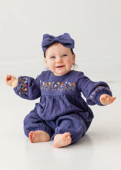 Mabel + Honey Clara Romper In Blue