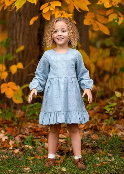 Mabel + Honey Eva Bubble Hemmed Dress In Blue
