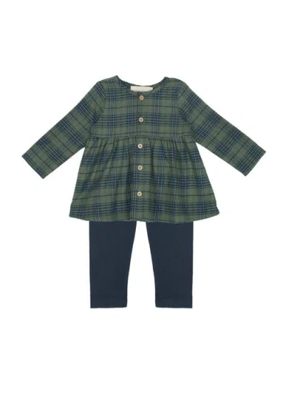 Mabel + Honey Cozy Creatures Two Piece Set In Green