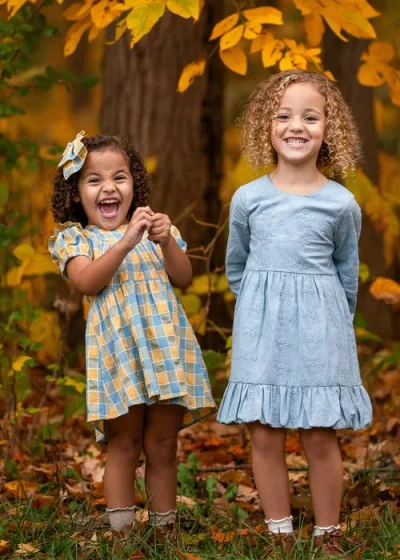 Mabel + Honey Eva Bubble Hemmed Dress In Blue