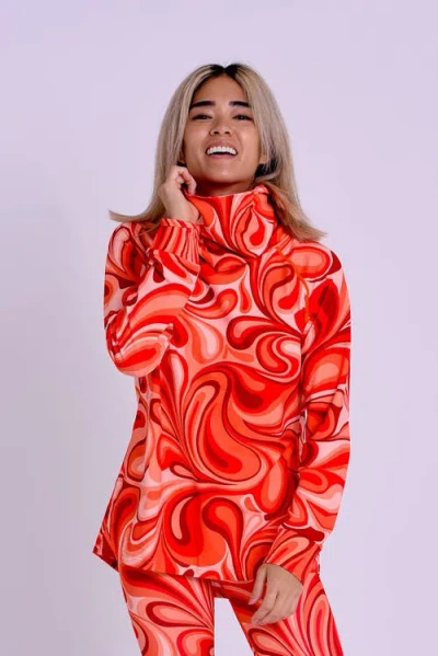 Oosc High Neck Baselayer Top In Orange