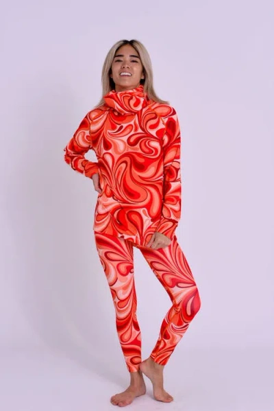 Oosc High Neck Baselayer Top In Orange