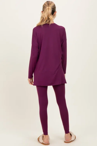 Pinkblush Brushed Knit Oversized Top And Legging Set In Purple