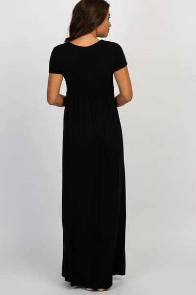 Pinkblush Draped Nursing Maxi Dress In Black