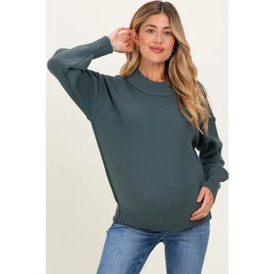 Pinkblush Wide Neck Drop Shoulder Sweater In Green