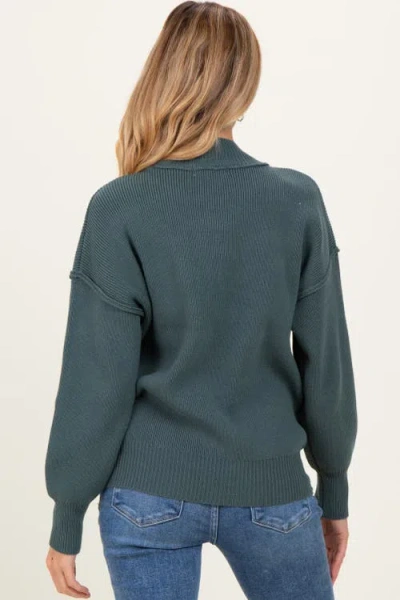 Pinkblush Wide Neck Drop Shoulder Sweater In Green