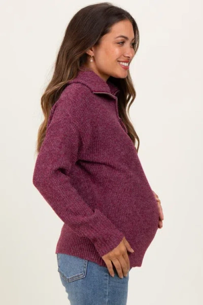 Pinkblush Half Zip Pullover Sweater In Purple