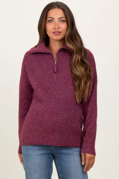 Pinkblush Half Zip Pullover Sweater In Purple