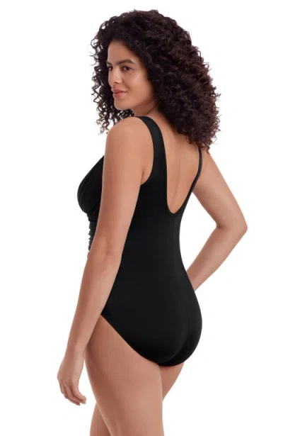 Longitude Scoopback Mesh Highneck One-piece Swimsuit In Black