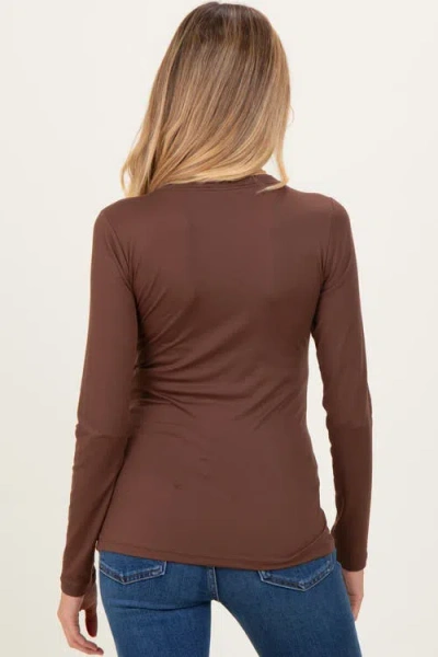 Pinkblush Basic Long Sleeve Top In Brown