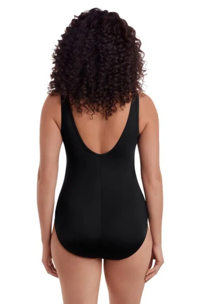 Longitude Scoopback Mesh Highneck One-piece Swimsuit In Black
