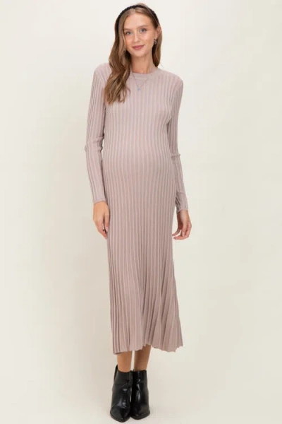 Pinkblush Ribbed Long Sleeve Sweater Midi Dress In Pink
