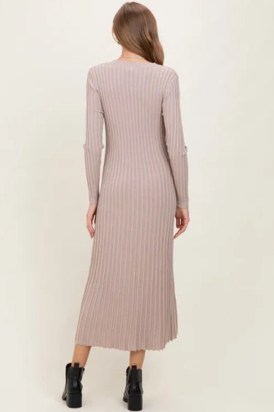 Pinkblush Ribbed Long Sleeve Sweater Midi Dress In Pink