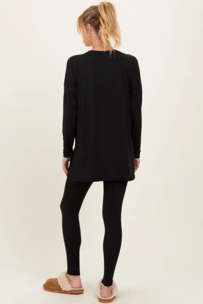 Pinkblush Brushed Knit Oversized Top And Legging Set In Black