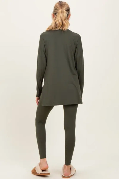Pinkblush Brushed Knit Oversized Top And Legging Set In Green