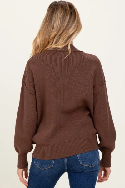Pinkblush Wide Neck Drop Shoulder Sweater In Brown