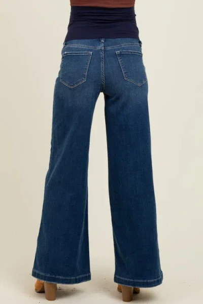 Pinkblush Super Wide Leg Maternity Jeans In Brown
