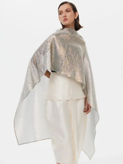 Alas Metallic Silk Blend Party Cape In Silver