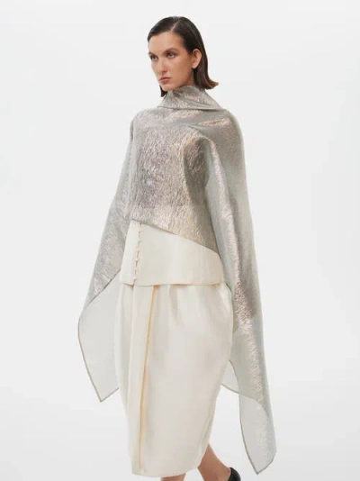 Alas Metallic Silk Blend Party Cape In Silver