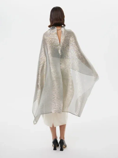 Alas Metallic Silk Blend Party Cape In Silver