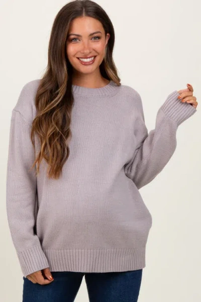 Pinkblush Soft Knit Basic Sweater In Gray