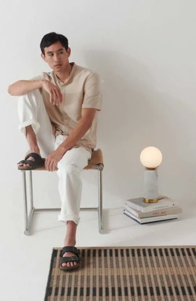 Brightech Aspen 14.5" Frosted Glass Orb And Marble Led Table Lamp With Usb Charging Port And 3-way D In White