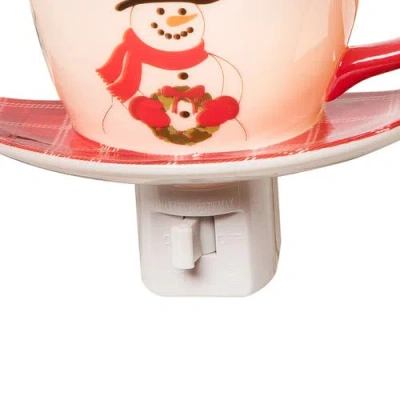 C & F Home C&f Home Christmas Snowman Plug-in Teacup Night Light W/ Switch In White