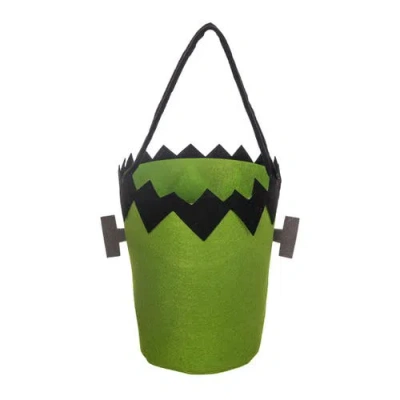Transpac Felt Frankenstein Candy Bucket And Serving Bowl Halloween Decor In Green