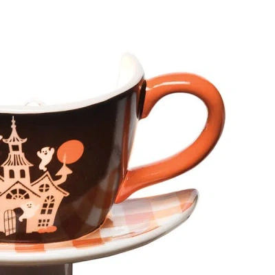 C & F Home C&f Home Haunted House Halloween Decorative Night Light Teacup Figurine Decoration In Orange