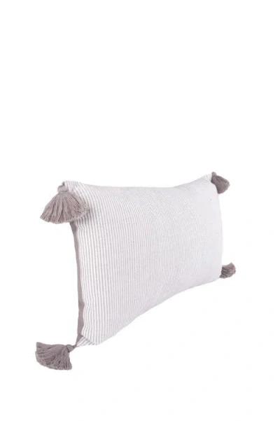 Carol & Frank Bree Vertical Stripe Tasseled Cotton Accent Pillow In Gray