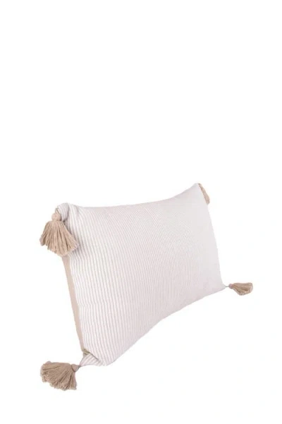 Carol & Frank Bree Vertical Stripe Tasseled Cotton Accent Pillow In Brown