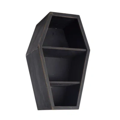 Transpac Mdf Coffin Display Shelf Halloween Black Wall Decor Unique Gift In Black