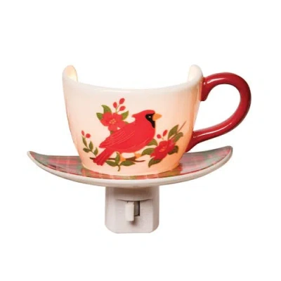 C & F Home C&f Home Christmas Cardinal Bird Plug-in Teacup Night Light W/ Switch In Multi
