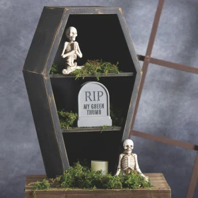 Transpac Mdf Coffin Display Shelf Halloween Black Wall Decor Unique Gift In Black