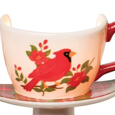 C & F Home C&f Home Christmas Cardinal Bird Plug-in Teacup Night Light W/ Switch In Multi