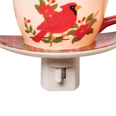 C & F Home C&f Home Christmas Cardinal Bird Plug-in Teacup Night Light W/ Switch In Multi