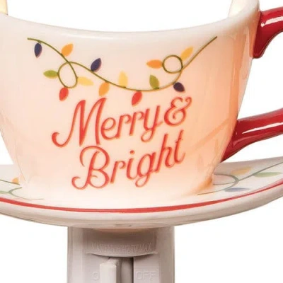C & F Home C&f Home Christmas "merry Bright" Bubble Plug In Night Light W/ Switch In White