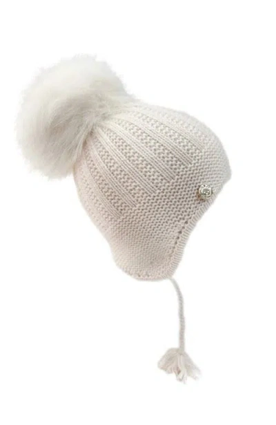 Petite Maison Kids London Beige Cashmere Faux Fur Aviator Hat In Neutral