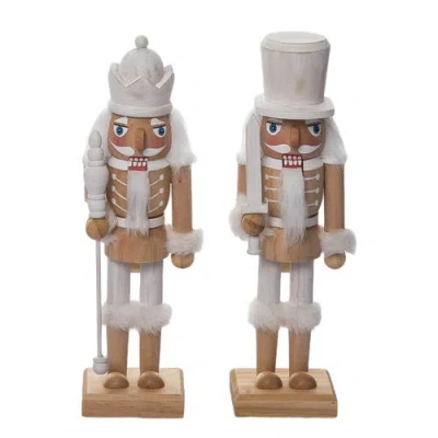 Transpac Medium Wood White Rustic Nutcracker Set Of 2 Christmas Decor In White