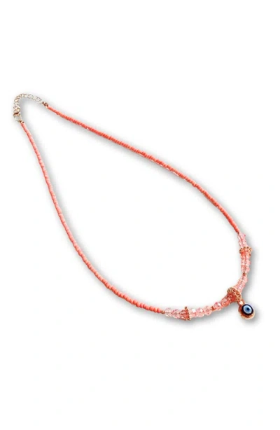Humanist Beauty Evil Eye Charm Necklace In Orange