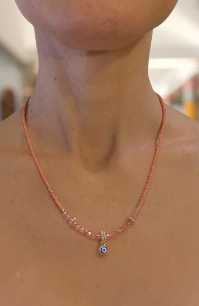 Humanist Beauty Evil Eye Charm Necklace In Orange