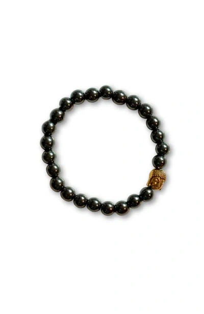 Humanist Beauty Buddha Crystal Beaded Bracelet In Black