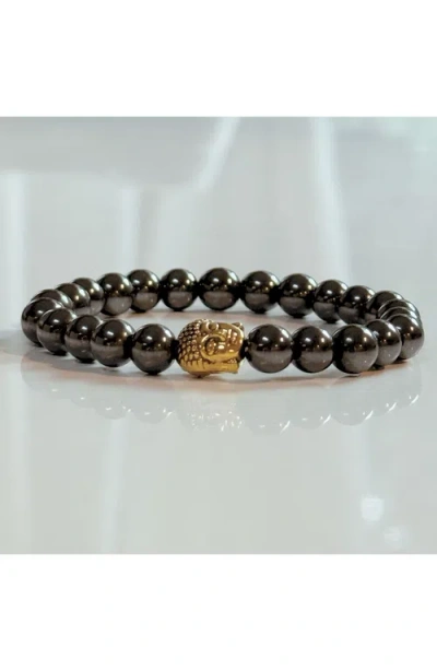 Humanist Beauty Buddha Crystal Beaded Bracelet In Black