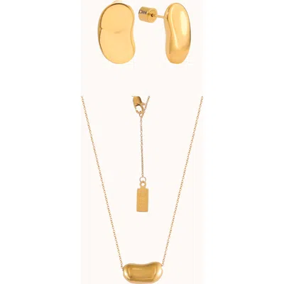 Joiana Jewelry Bean Necklace And Earrings Set In Gold