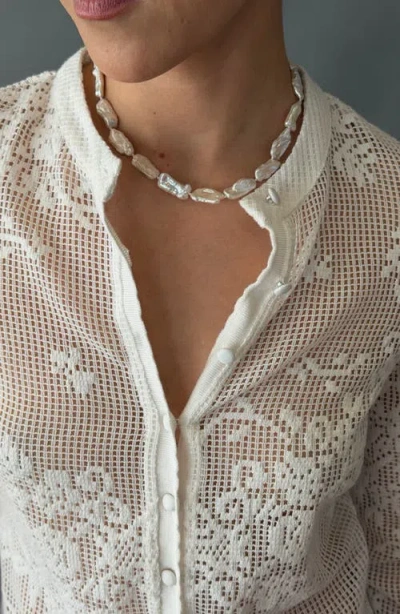 Joiana Jewelry Biwa Pearl Necklace And Bracelet Set In White