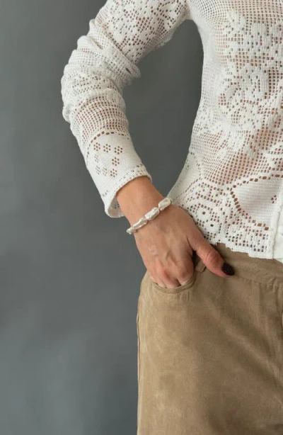 Joiana Jewelry Biwa Pearl Necklace And Bracelet Set In White