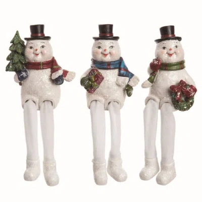 Transpac Resin Nostalgic Snowman Sitter Set Of 3 Christmas Decor In White